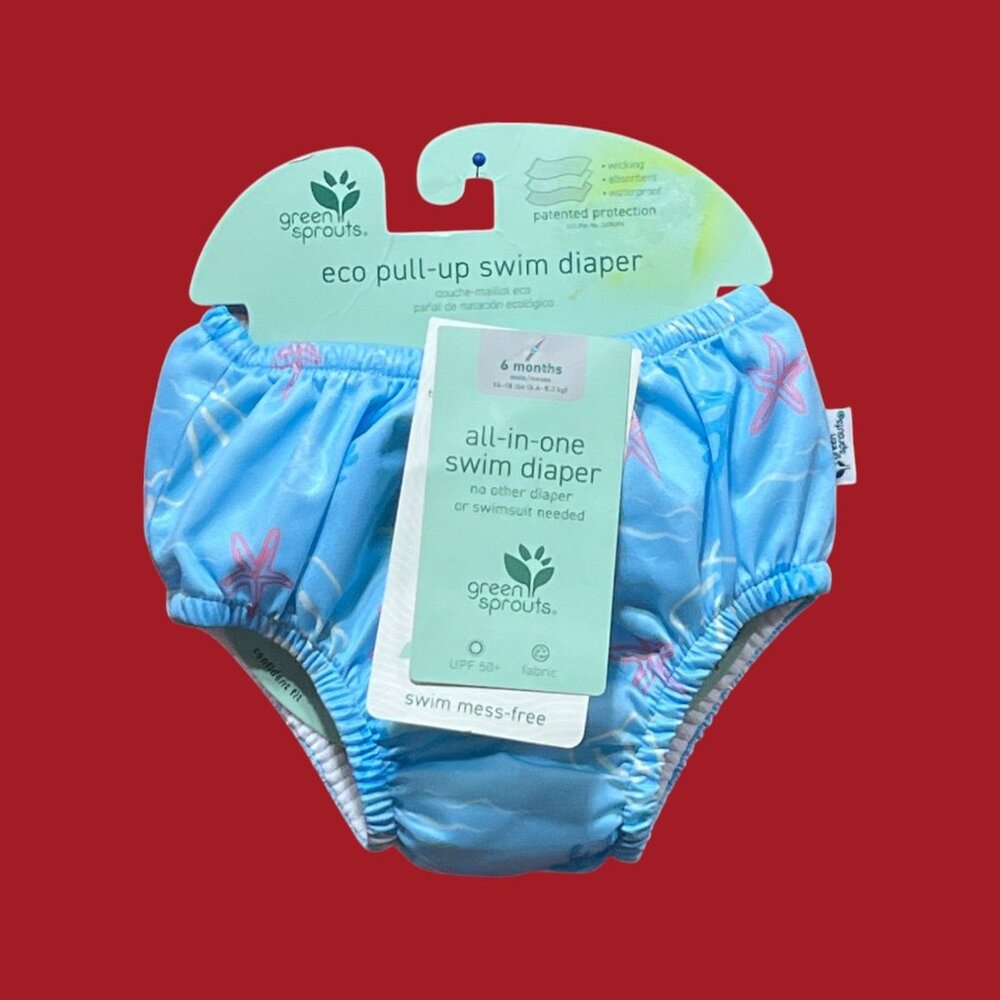 Green Sprouts-Unisex Baby Eco Pull-On Swim Diaper-Light Blue-6 Months (14-18lbs)
